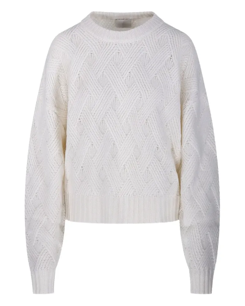 ALLUDE Pullover mit Rautenmuster - Weiß Weiß
