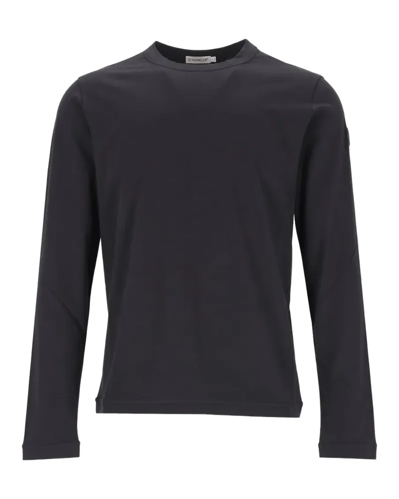 Moncler Langarmshirt mit Leder-Patch - Blau Blau