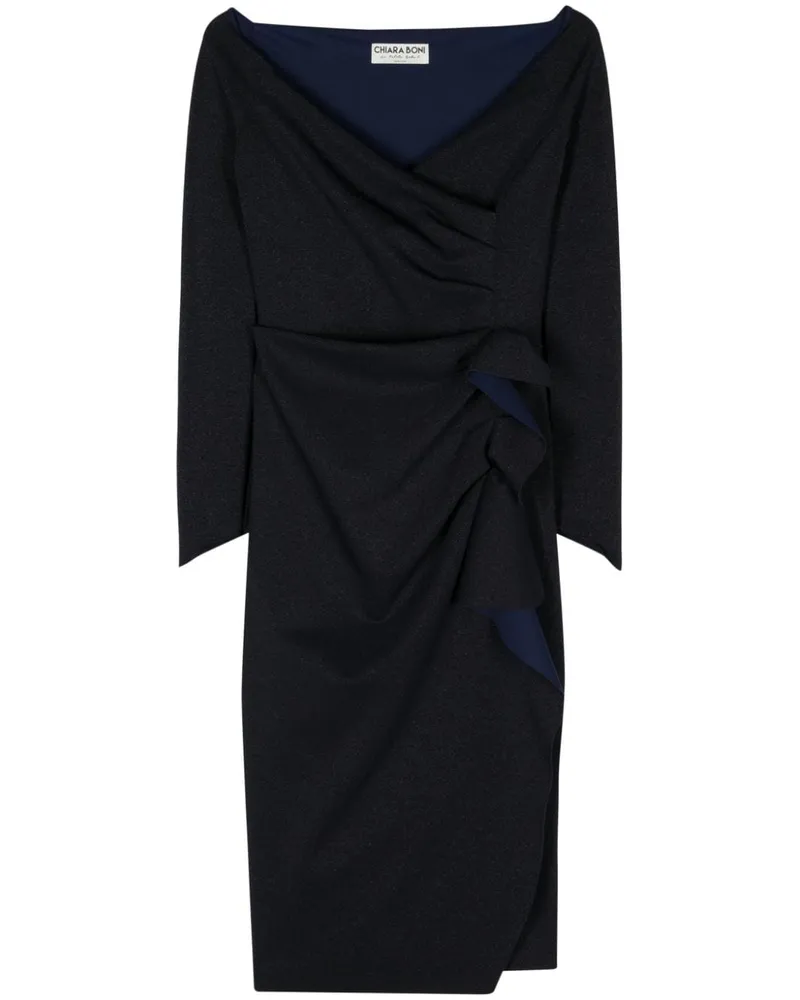 Chiara Boni Gerafftes Silveria Lurex-Kleid - Blau Blau