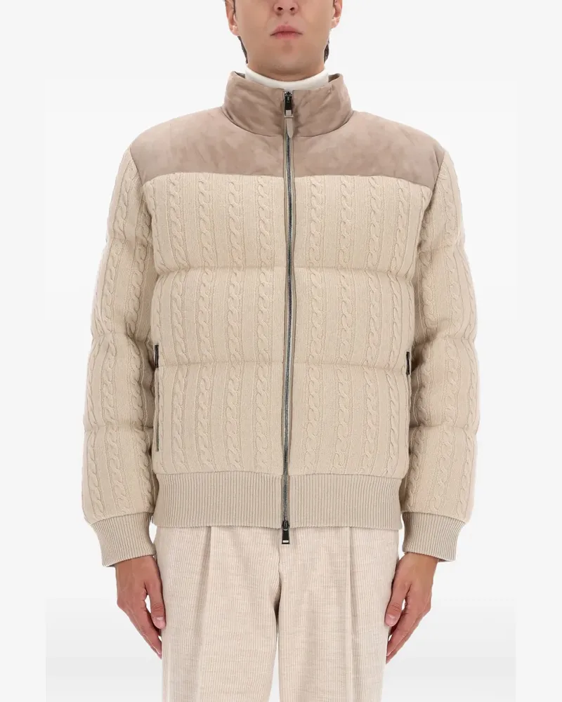 HUGO BOSS Gefütterte Jacke mit Zopfmuster - Nude Nude