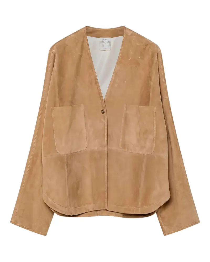 forte_forte Wildlederjacke mit aufgesetzten Taschen - Braun Braun