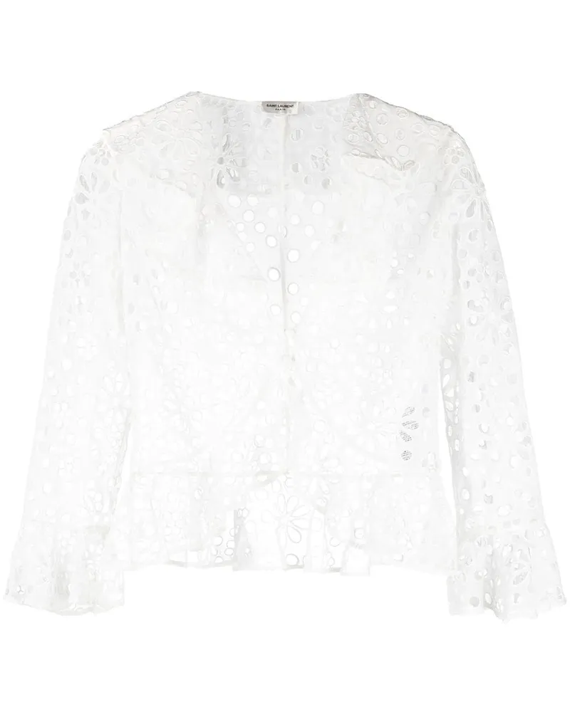Saint Laurent Bestickte Bluse - Weiß Weiß