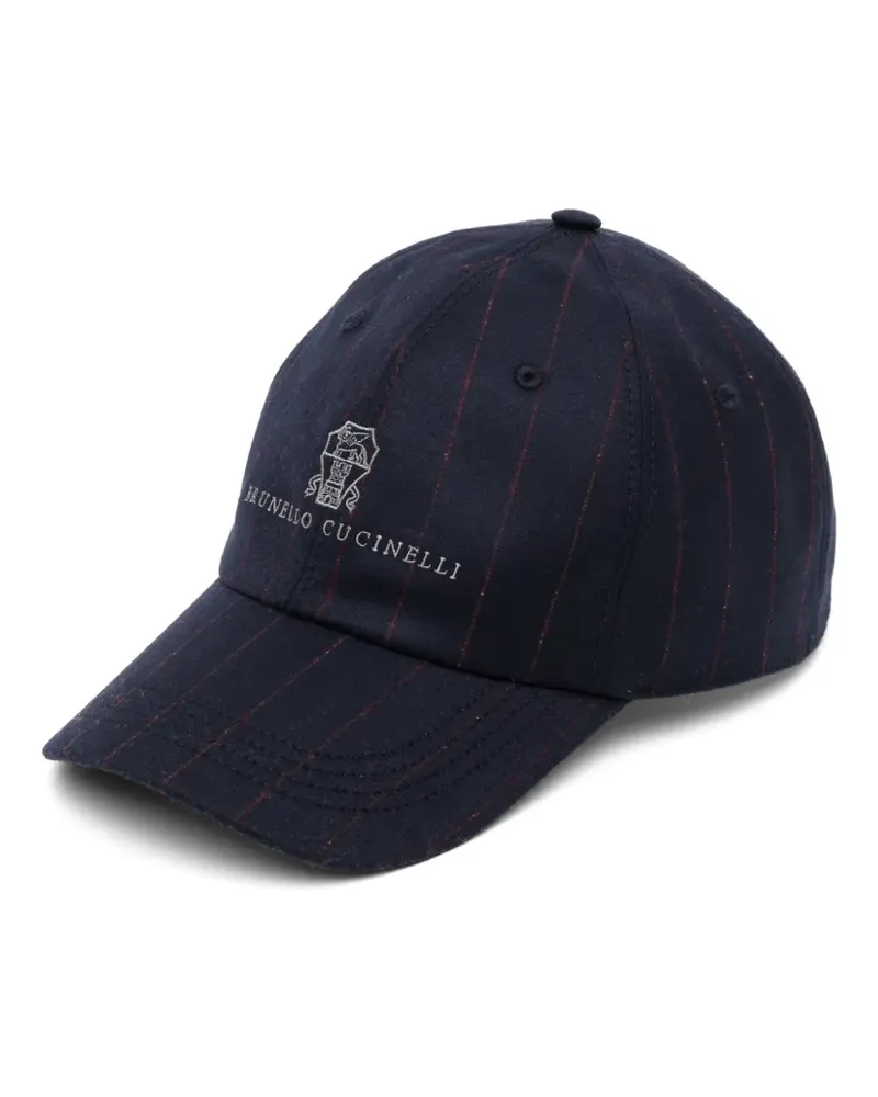 Brunello Cucinelli Baseballkappe mit Nadelstreifen - Blau Blau