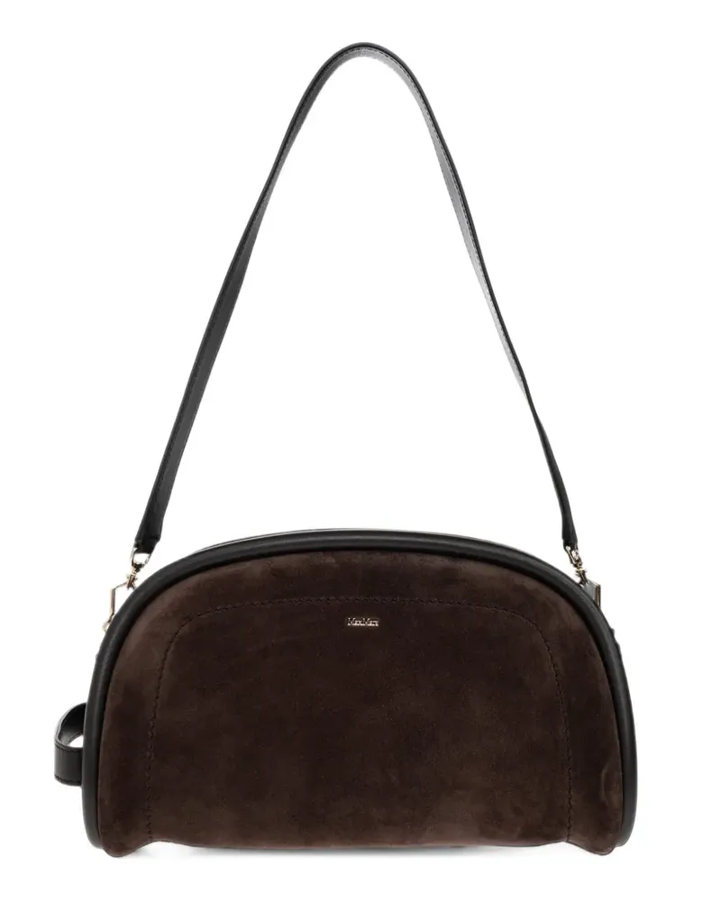 Max Mara suede and leather handbag - dark brown - Braun Braun