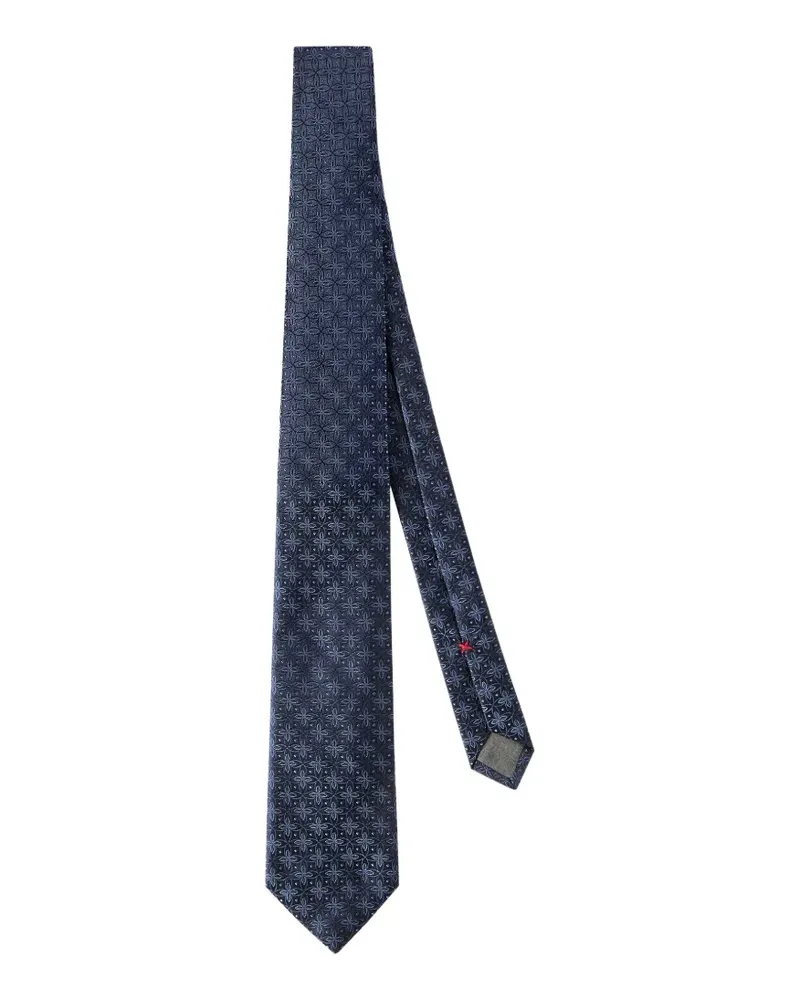 Brunello Cucinelli Seidenkrawatte mit geometrischem Blumenmuster - Blau Blau