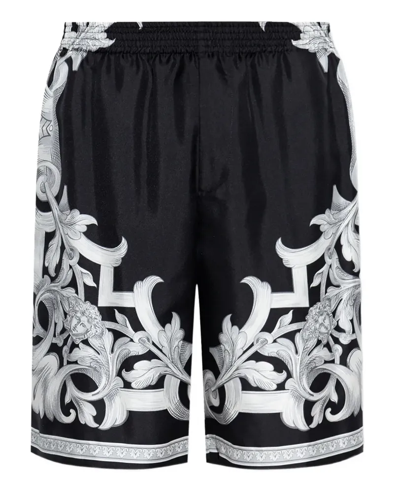 Versace Shorts aus Seide mit Barocco-Print - Schwarz Schwarz