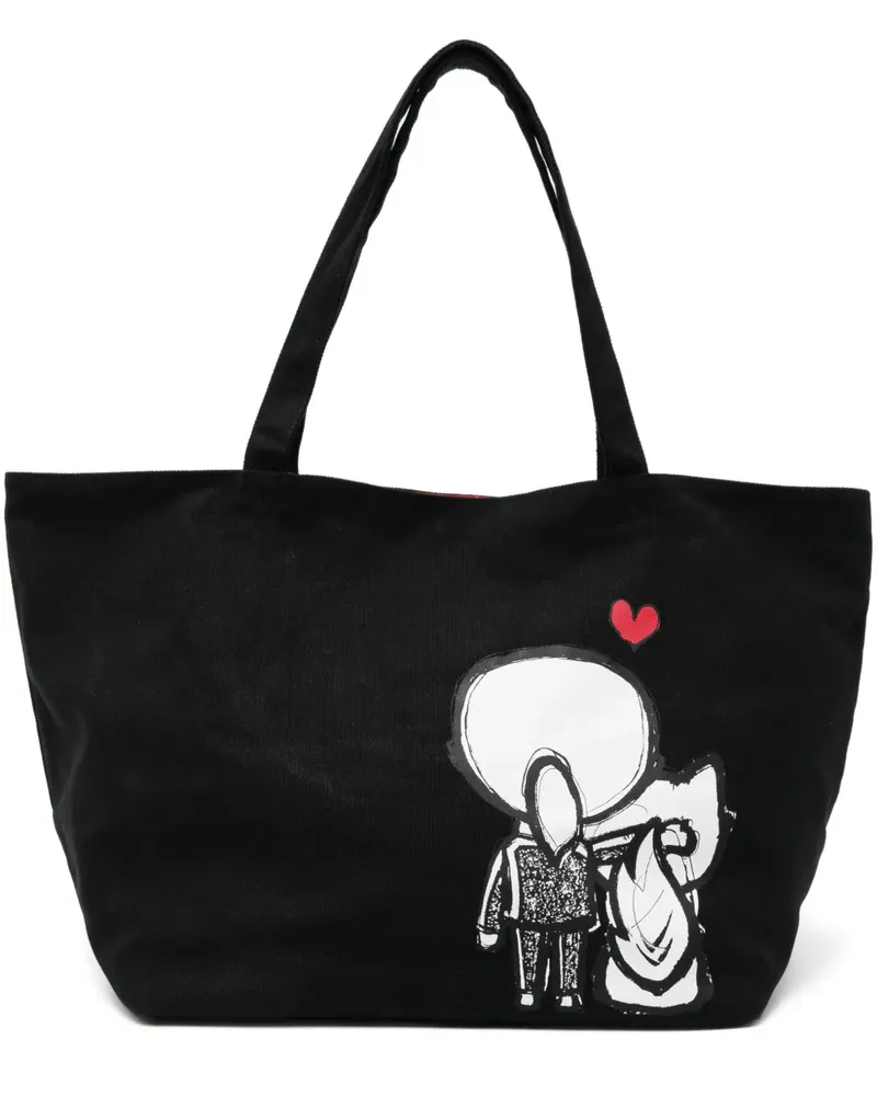 Karl Lagerfeld Ikon Tote Bag mit Herz-Print - Schwarz Schwarz
