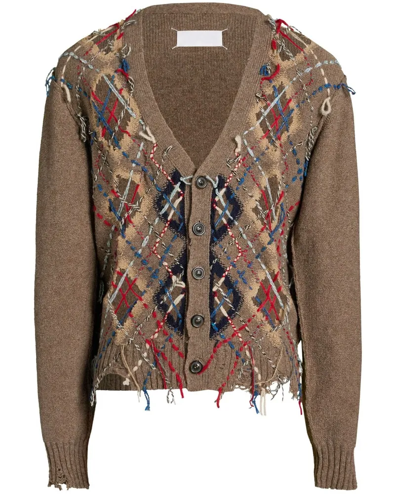 Maison Margiela Intarsien-Cardigan mit Cut-Outs - Braun Braun