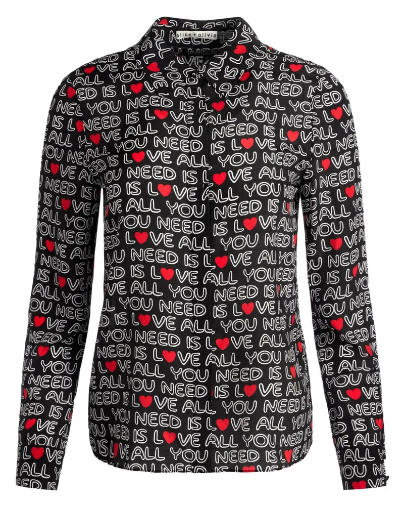 Alice + Olivia x The Beatles Willa Hemd - Schwarz Schwarz