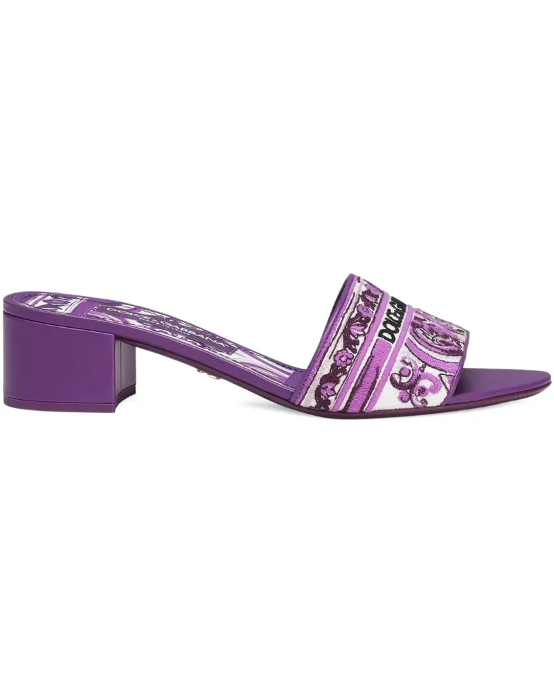 Dolce & Gabbana Mules aus Majolica-Jacquard 40mm - Violett Violett