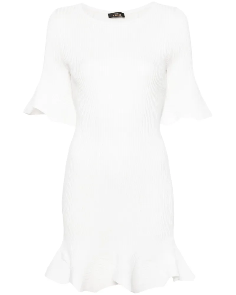 Twin-Set Geripptes Minikleid - Weiß Weiß