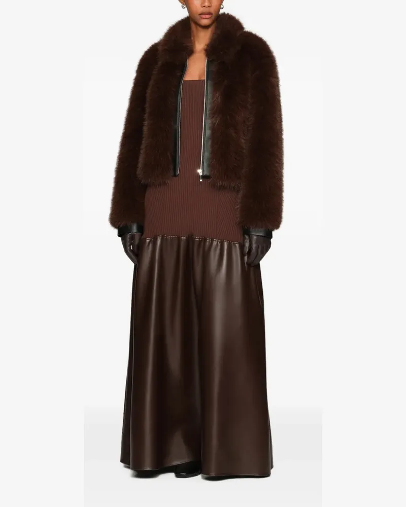 ET OCHS faux-fur panelled coat - Braun Braun