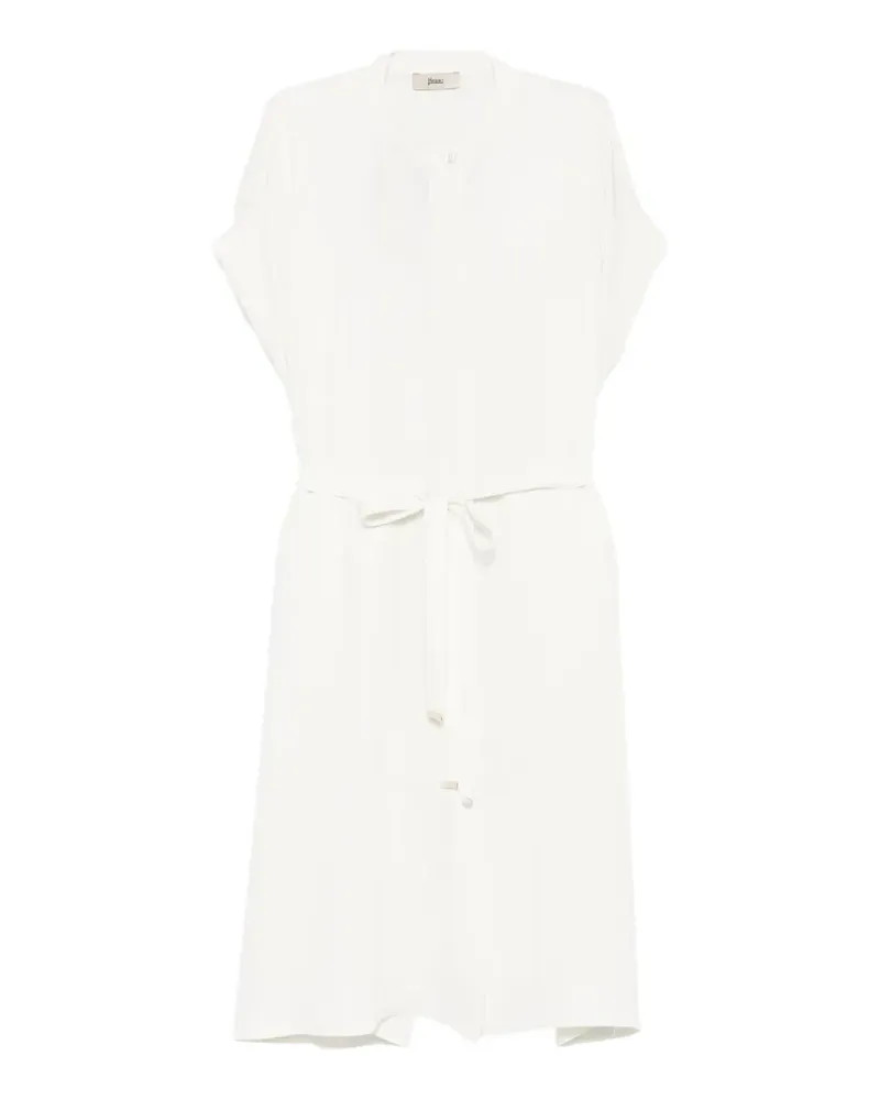 Herno band-collar short-sleeve midi dress - Weiß Weiß