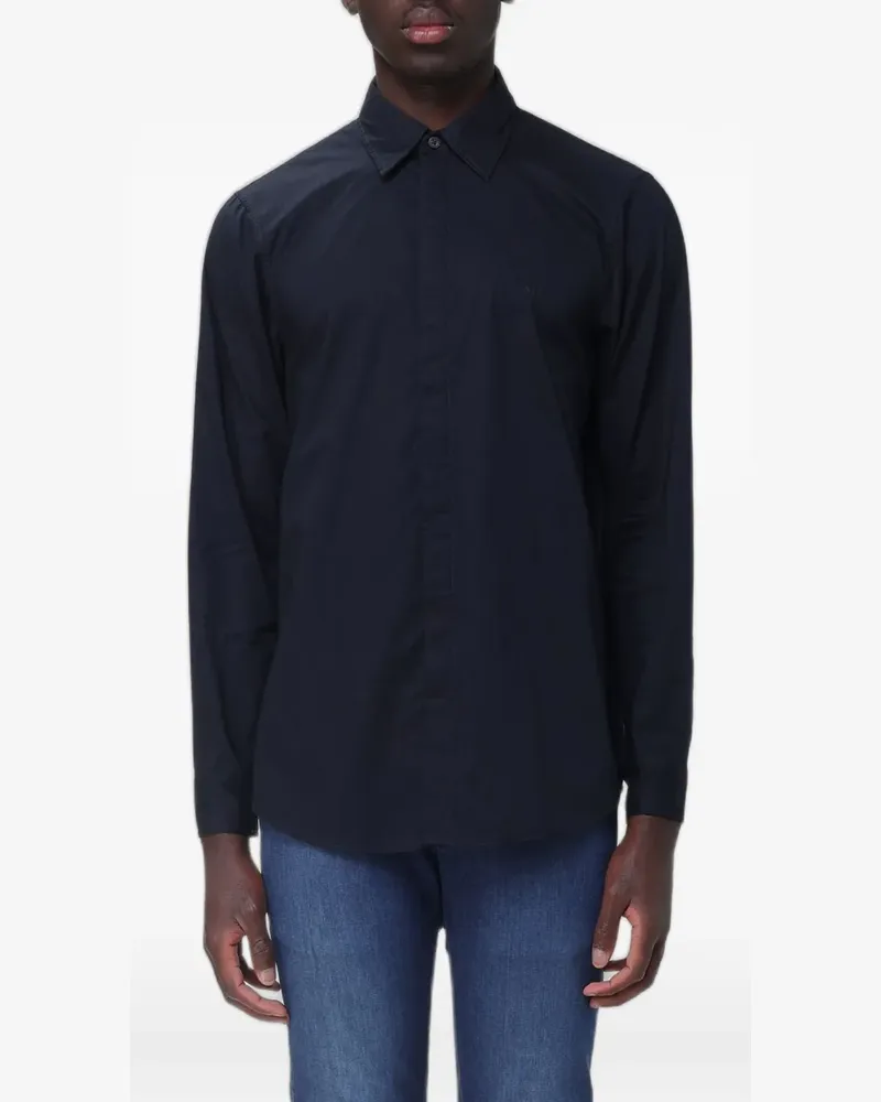 Armani Exchange Hemd mit Logo-Stickerei - Blau Blau