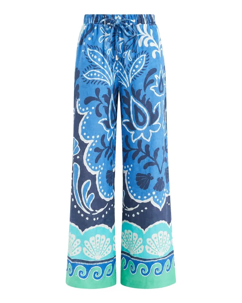 Banana Moon paisley-print drawstring palazzo pants - Blau Blau