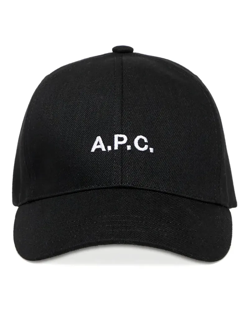 A.P.C. Baseballkappe mit Logo-Stickerei - Schwarz Schwarz