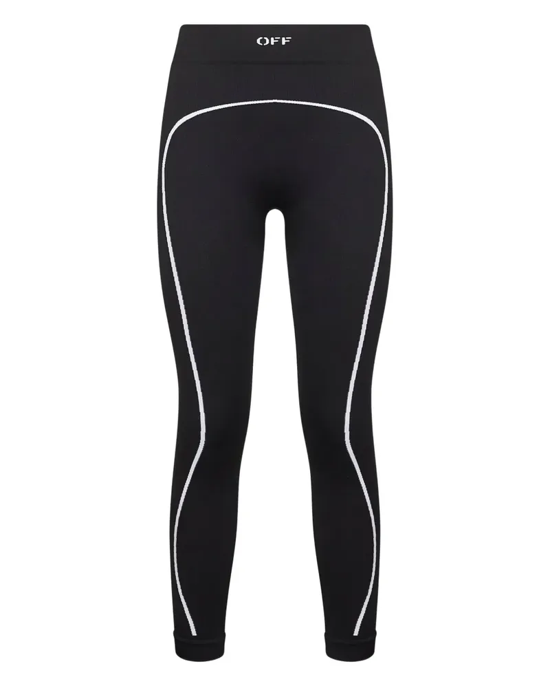 OFF-WHITE Gerippte Leggings mit Streifendetail - Schwarz Schwarz