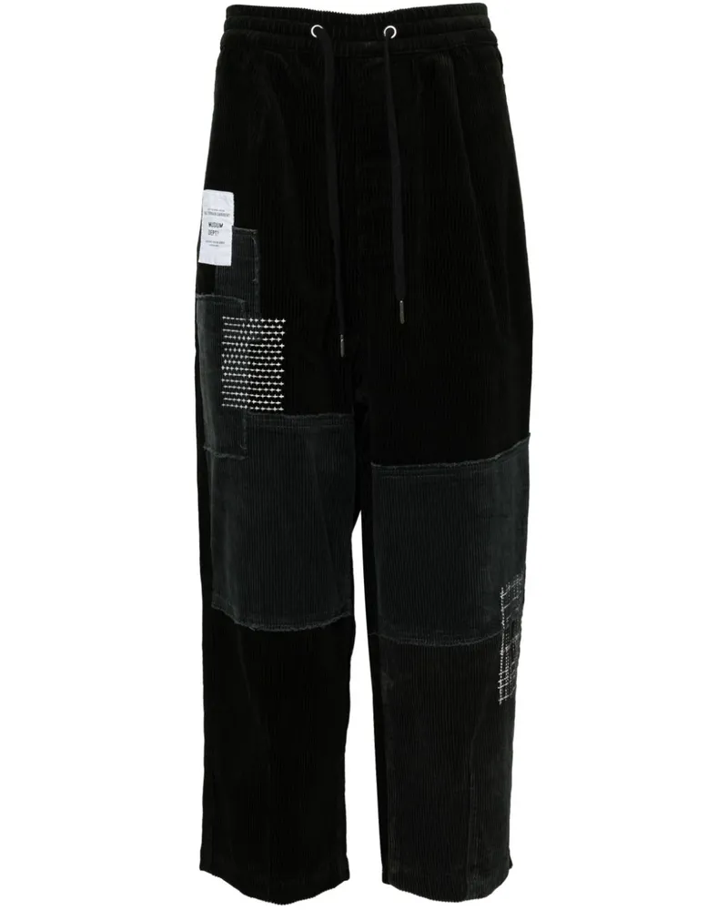 Musium Div. Patchwork-Hose aus Cord - Schwarz Schwarz