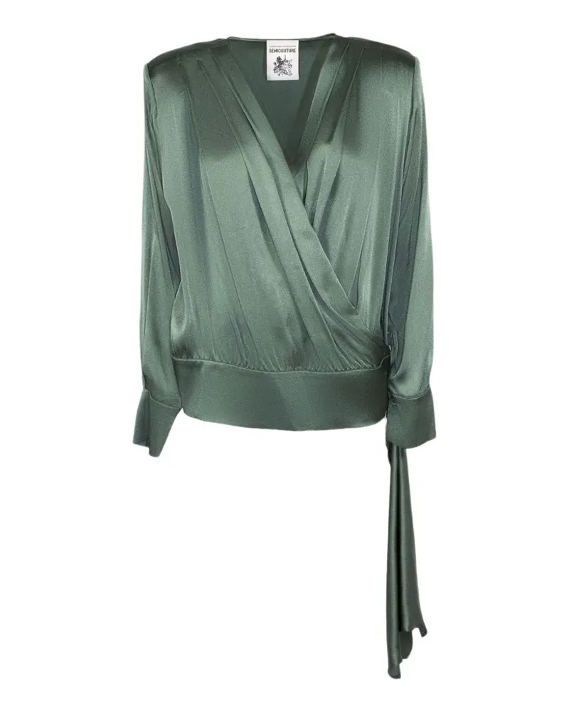 Semicouture crossover V-neck blouse - Grün Grün