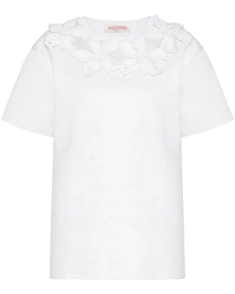 Valentino Garavani T-Shirt mit Blumenapplikation Weiß