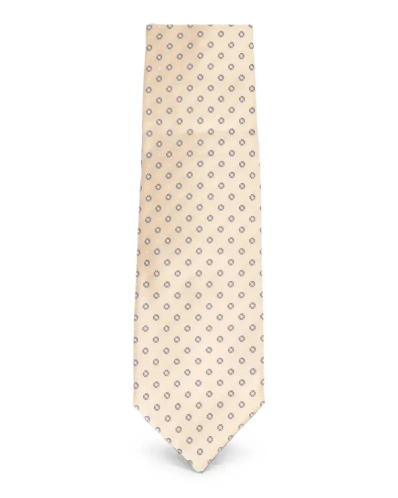 Isaia 7-fold geometric-print tie - Gold Gold