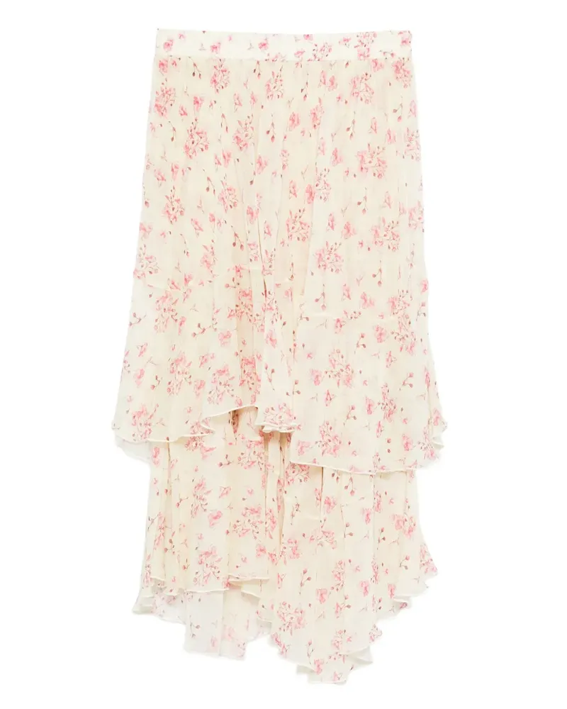 STYLAND Gestufter Rock mit Blumen-Print - Nude Nude