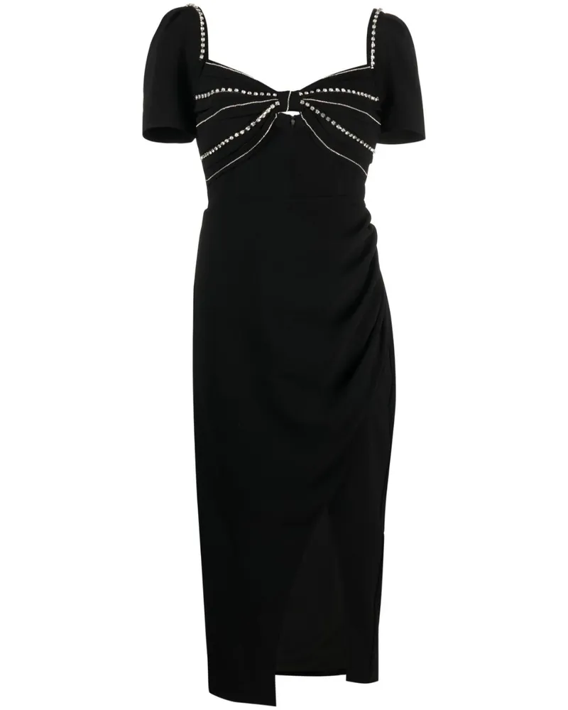 Self-Portrait Midikleid mit Strass - Schwarz Schwarz