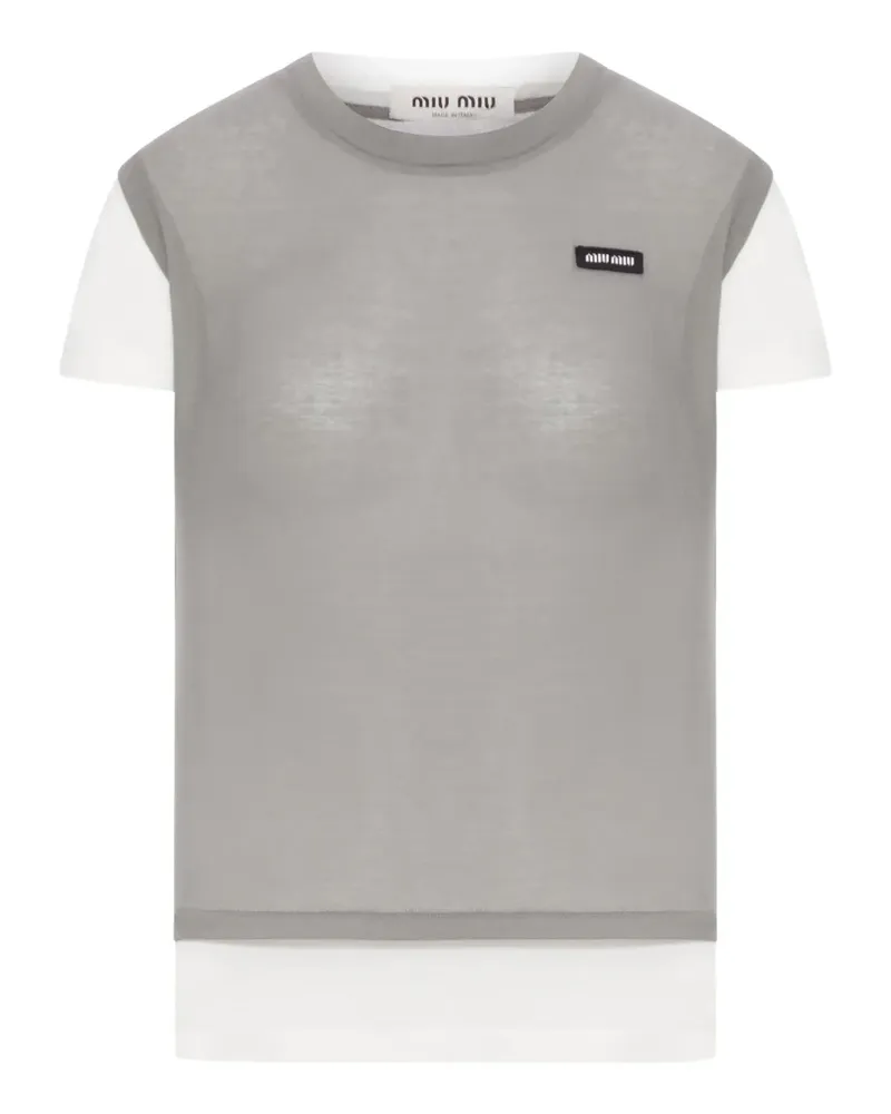 Miu Miu T-Shirt mit Einsätzen - Grau Grau
