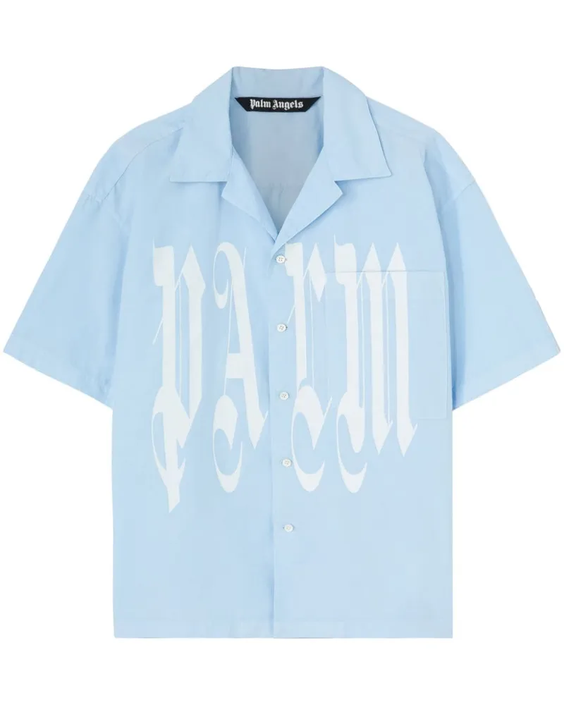 Palm Angels Hemd mit Gothic-Logo - Blau Blau