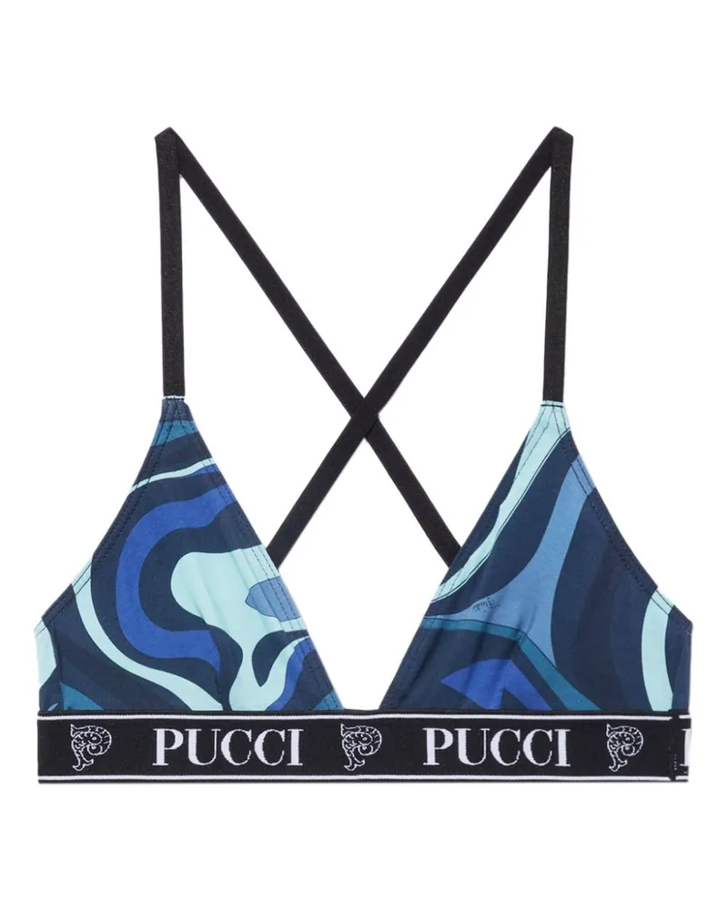 Emilio Pucci 3er-Set BHs mit Logo-Print - Blau Blau