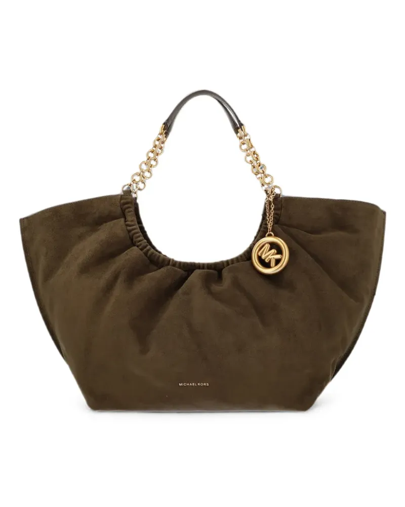 Michael Kors large Indie logo-charm ruched-detailing tote bag - Braun Braun