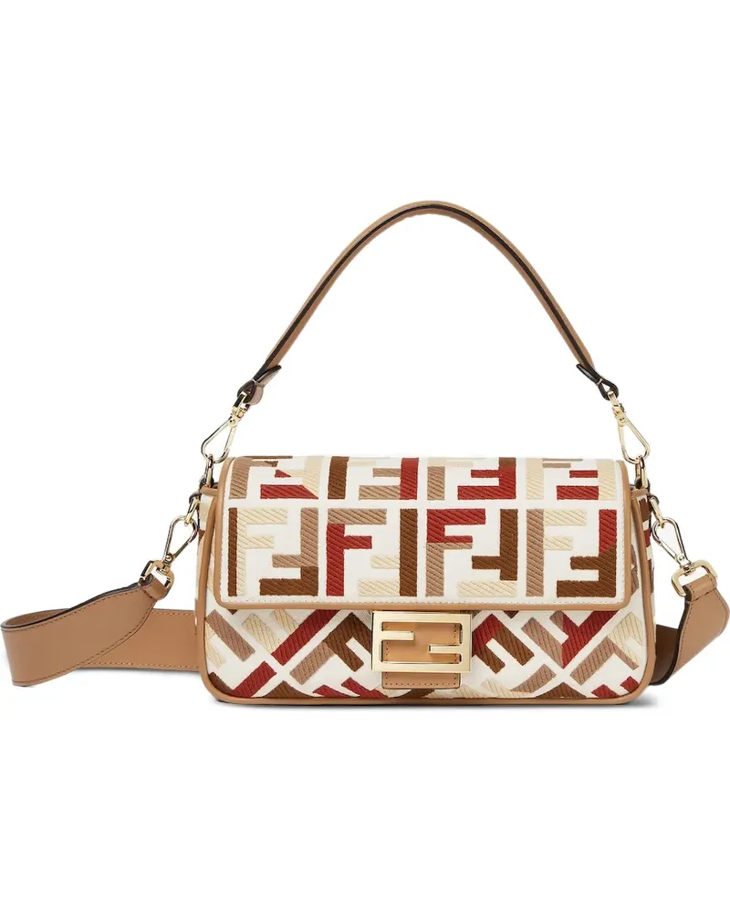 Fendi Mittelgroße Baguette Schultertasche mit FF - Nude Nude