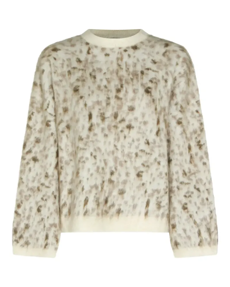 Brunello Cucinelli leopard-print mohair-blend sweater - Nude Nude