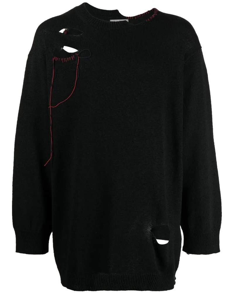 Yohji Yamamoto Pullover mit Löchern - Schwarz Schwarz
