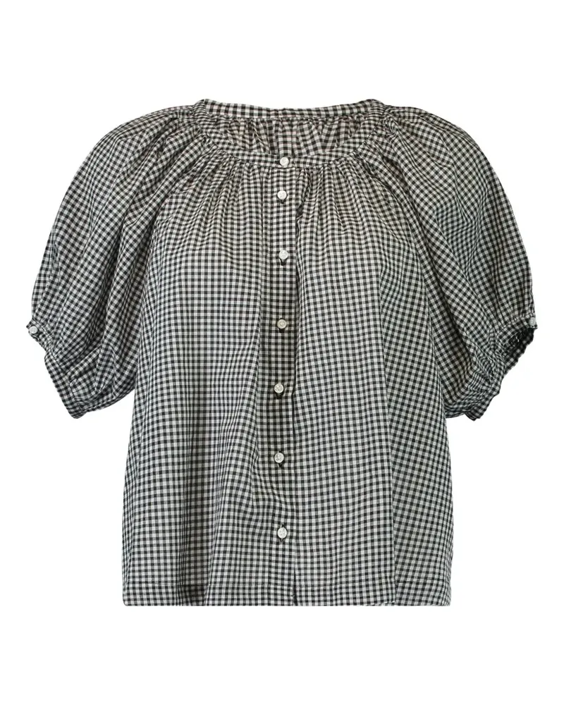 DÔEN June gingham-check puff-sleeve top - Schwarz Schwarz