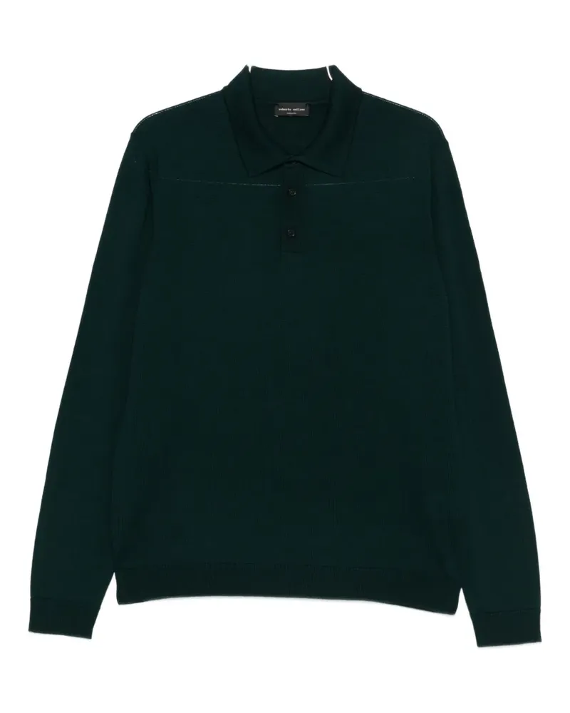 Roberto Collina Langärmeliges Poloshirt mit Knopfleiste - Grün Grün