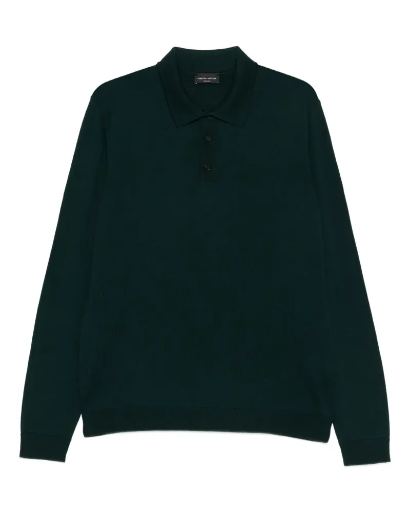 Roberto Collina Langärmeliges Poloshirt mit Knopfleiste - Grün Grün