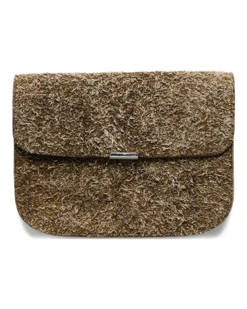 Christophe Lemaire Soft Tab suede wallet - Grün Grün