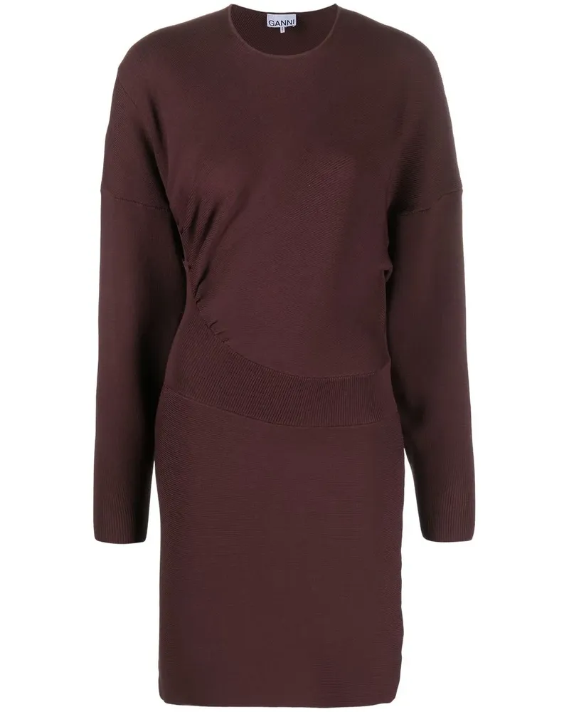 Ganni Asymmetrisches Minikleid - Braun Braun