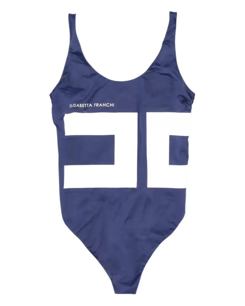 Elisabetta Franchi Badeanzug mit Logo-Print - Blau Blau