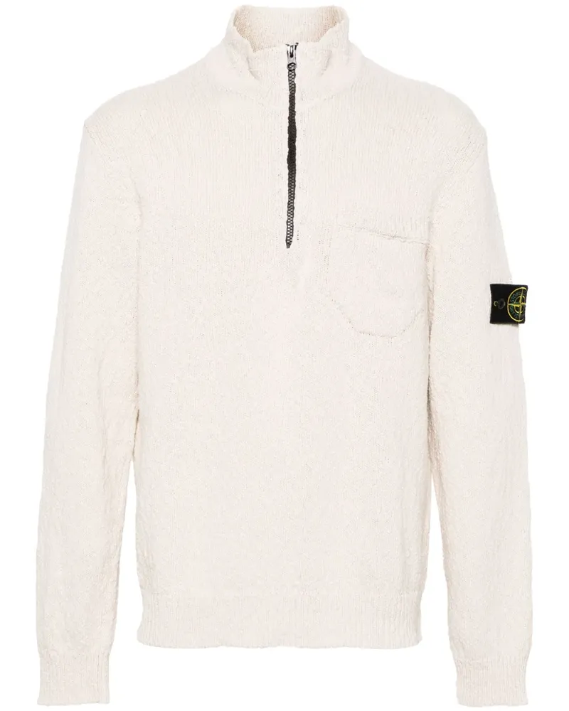 Stone Island Pullover mit Kompass-Patch - Nude Nude