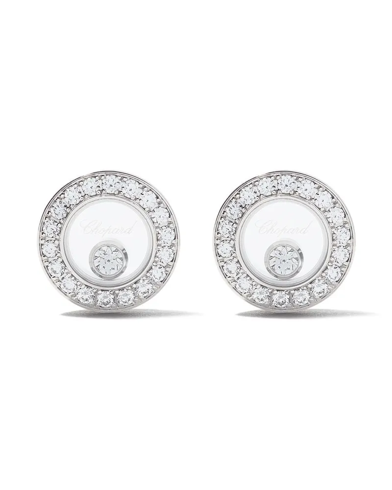 Chopard 18kt 'Happy Diamonds Icons' Weißgoldohrstecker mit Diamant - Silber Silber