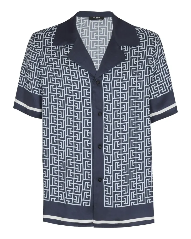 Balmain Hemd mit Monogrammmuster - Blau Blau