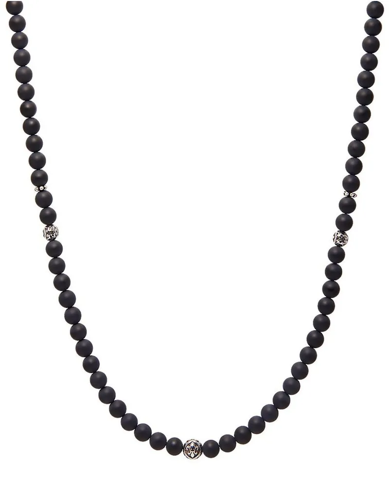 Nialaya Halskette mit Onyx-Perlen - Silber Silber