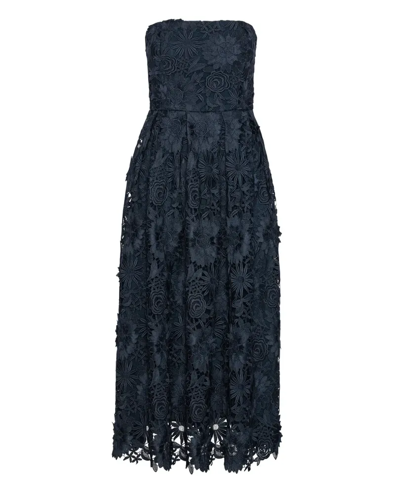 ROTATE Birger Christensen 3D lace flared midi dress - Blau Blau