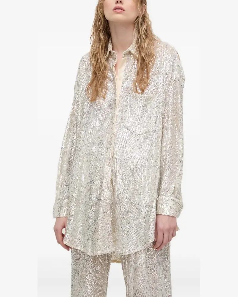 Aniye By sequinned long-sleeve shirt - Nude Nude
