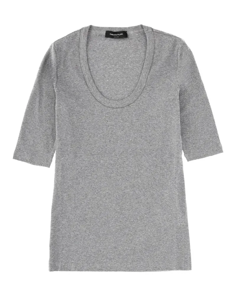 Fabiana Filippi T-Shirt mit Materialmix - Grau Grau