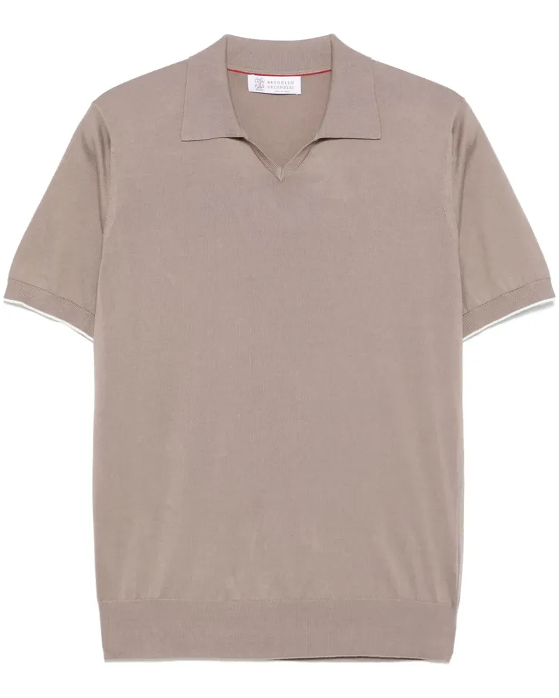Brunello Cucinelli T-Shirt mit V-Ausschnitt - Braun Braun
