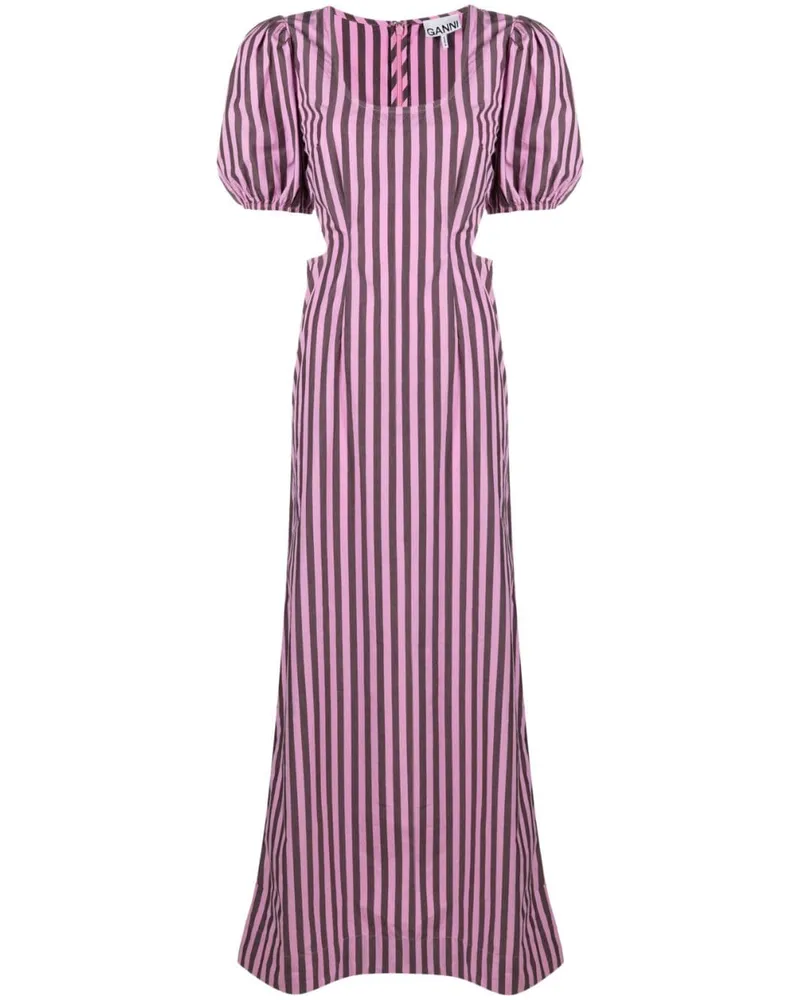 Ganni Gestreiftes Midikleid aus Bio-Baumwolle - Rosa Rosa