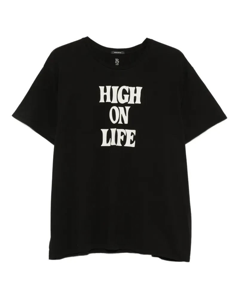 R13 T-Shirt mit Slogan-Print - Schwarz Schwarz